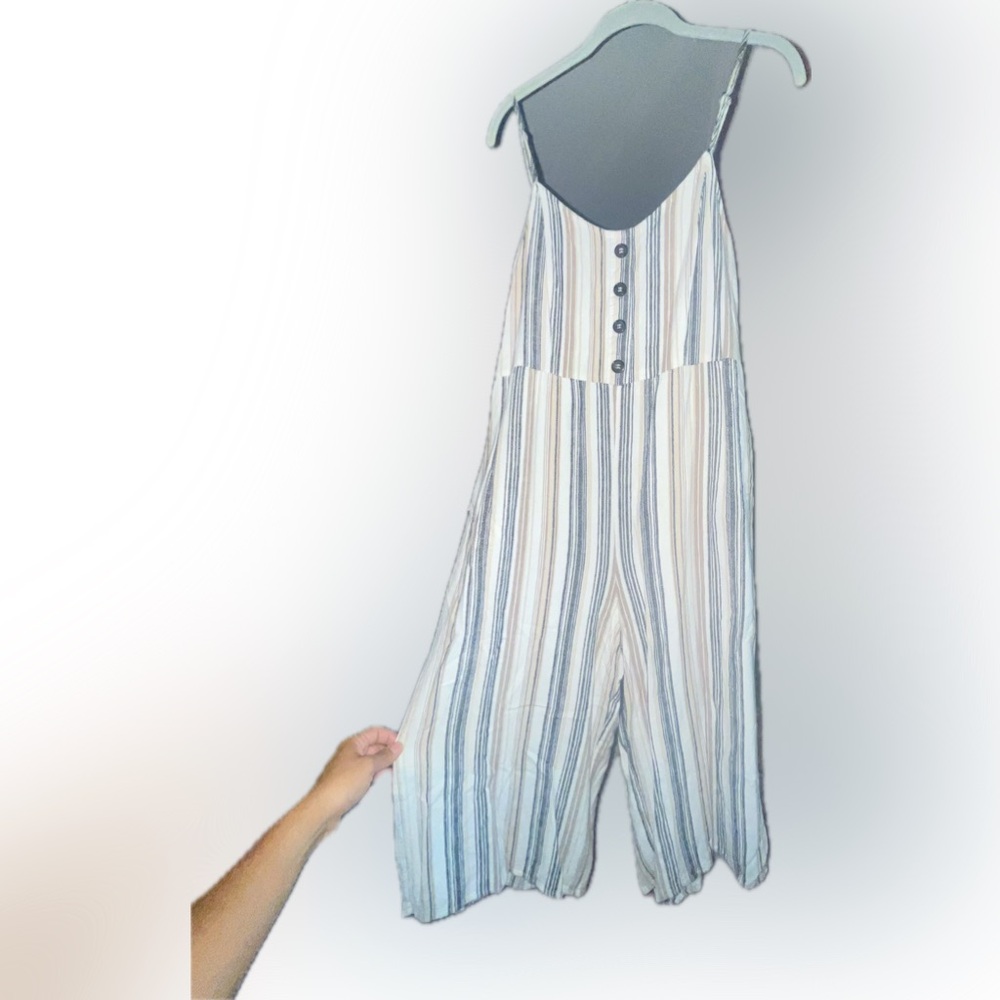 J for Justify - linen blend striped jumpsuit size L